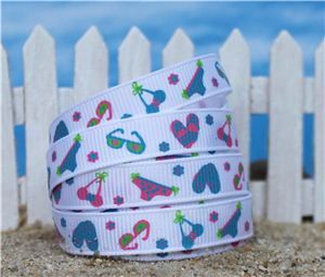 Summer Holiday Ribbon - Bikini White
